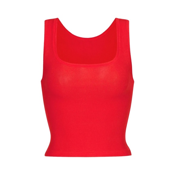 SKIMS Cotton Rib Tank in Ruby